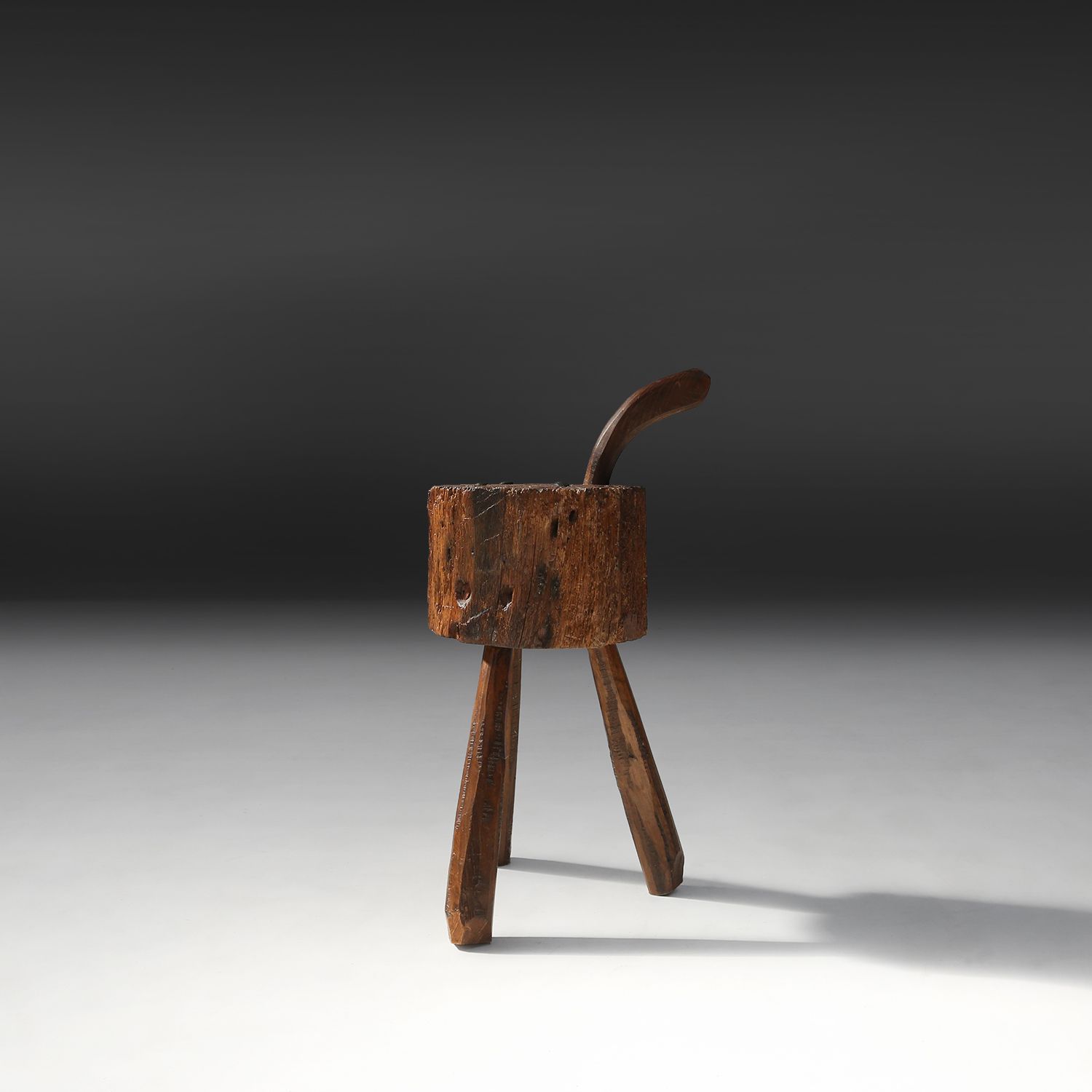 Rustic Handmade oak Stool, France, 19th Century-img